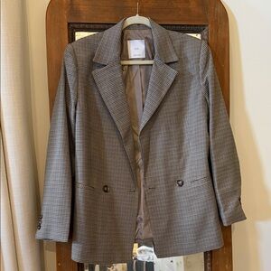 Mango Gray Houndstooth Blazer